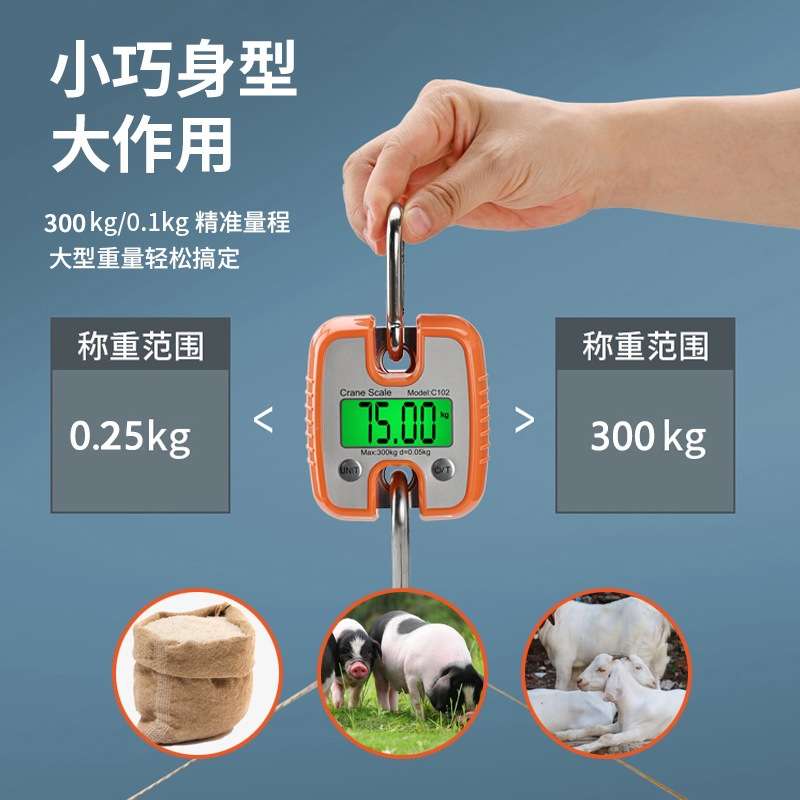 便携手提称300kg电子吊秤起重吊磅秤吊钩秤电子秤市斤工业拉力秤