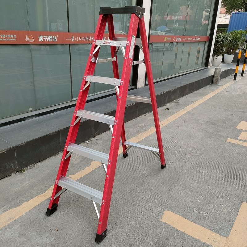 玻璃钢工程绝缘梯子单侧人字梯加厚双侧梯带工具平台A字折叠梯子