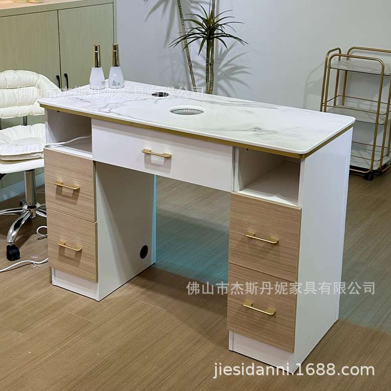 美甲台带吸尘器无线充电美甲店专用美甲桌椅修甲台大理石实木烤漆