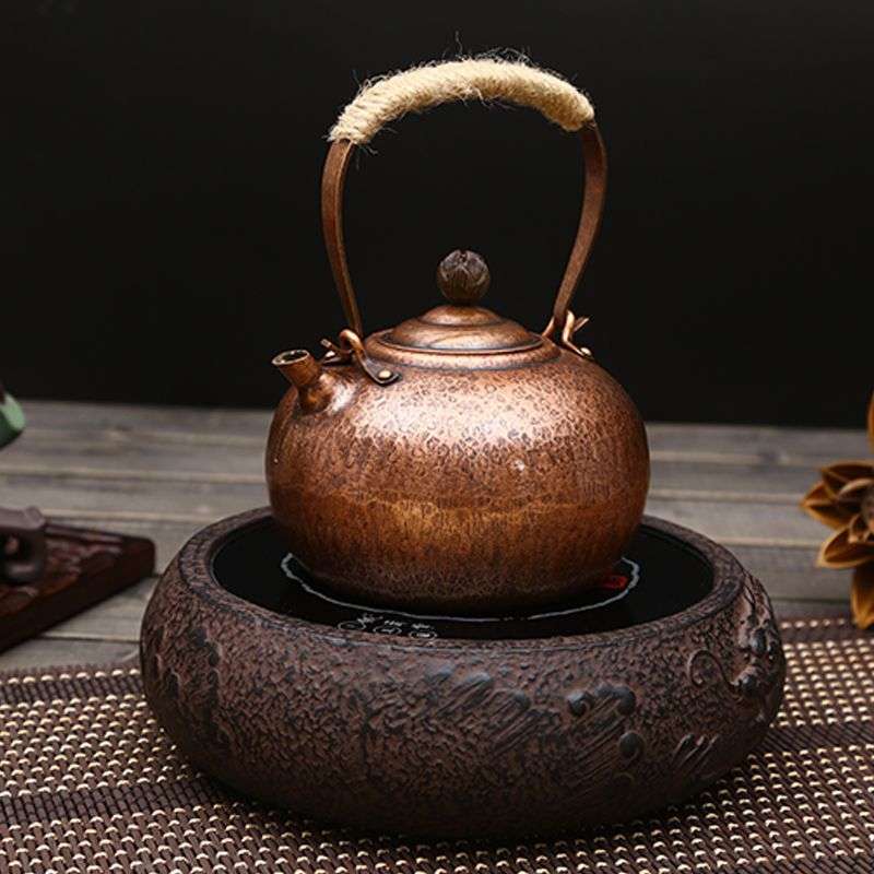 若容茶艺铜壶烧水壶煮茶壶铜水壶纯手工紫铜老铜壶侧把茶壶煮茶壶
