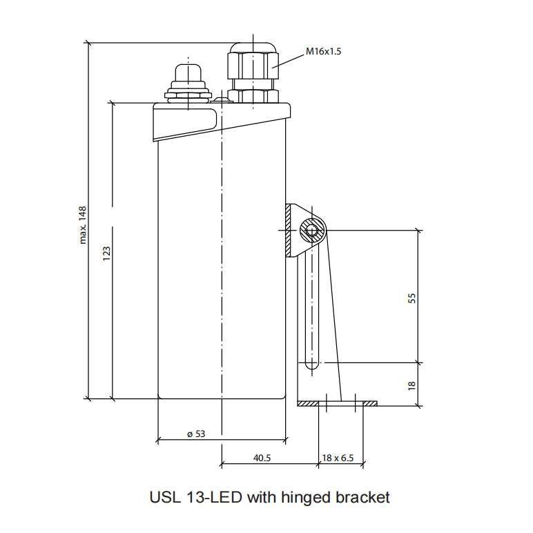 射灯观察口照明USL 13-LED/USL 33-LED可配铰链支架容器圆形玻璃