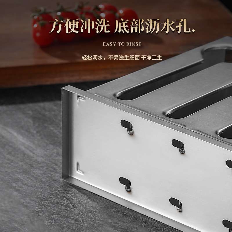 不锈钢汤勺收纳架方形带盖汤匙勺子收纳架筷子筒商用餐厅收纳沥水