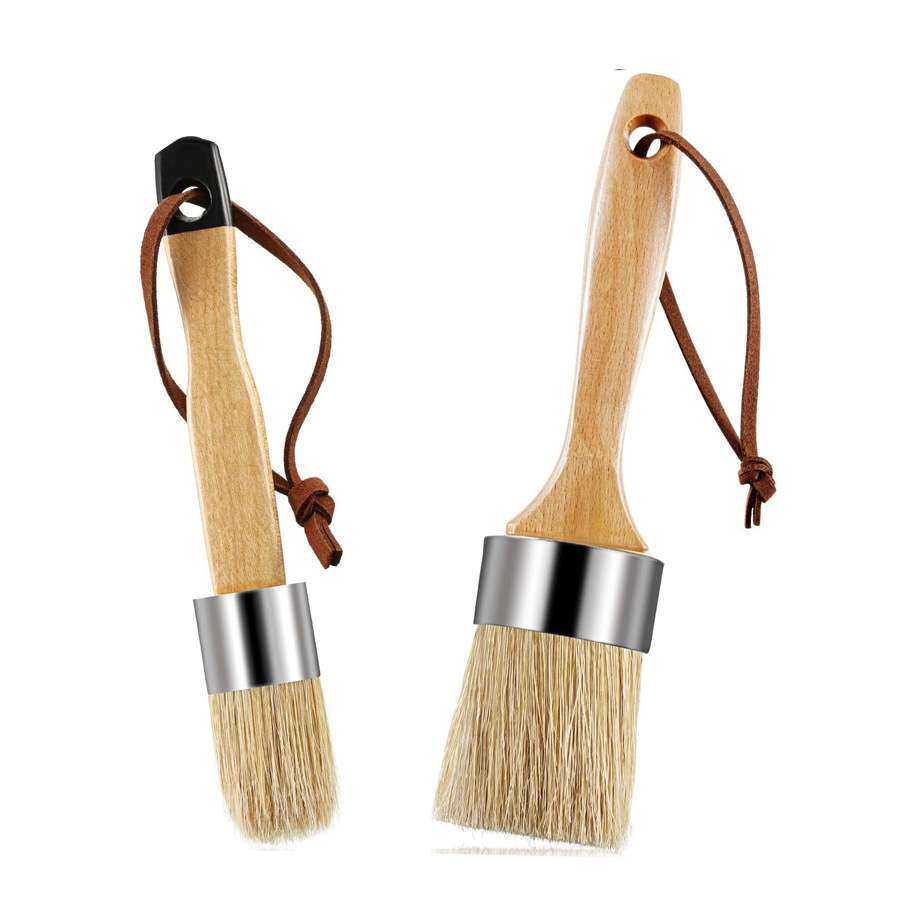 厂家直供圆头刷榉木纯猪鬃2英寸粉笔蜡笔刷wax brush跨境热销爆款