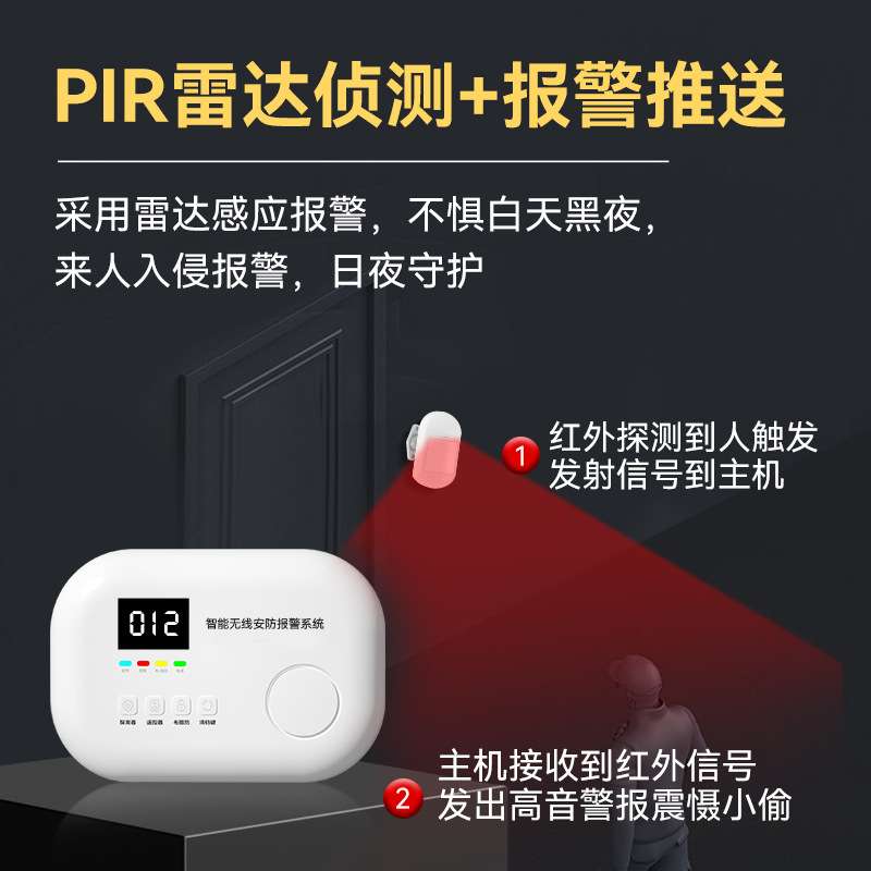AE66无线主机探测报警器人体感应无线安防报警系统家用店铺卧室
