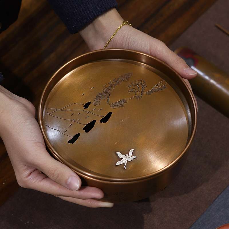 纯铜建水手工茶洗纯紫铜水洗茶碗茶渣桶干泡功夫 茶具配件