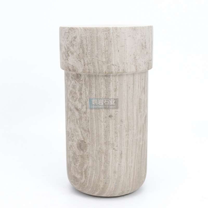 北欧简约风格天然大理石灰木纹摆件书房客厅装饰品一体成型制作