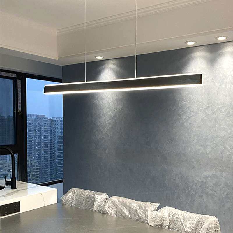 书房办公室LED吊灯新款极简长条一字北欧现代简约餐厅吧台灯调光