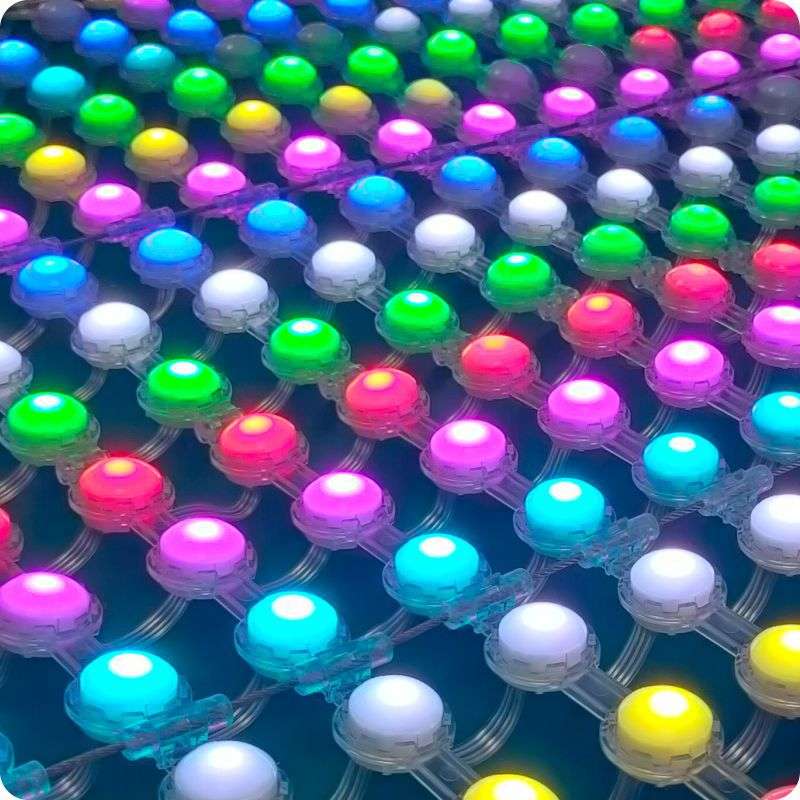 新起点户内外LED防水全彩智能T20单灯P31.25柔性透明网格屏拱形屏