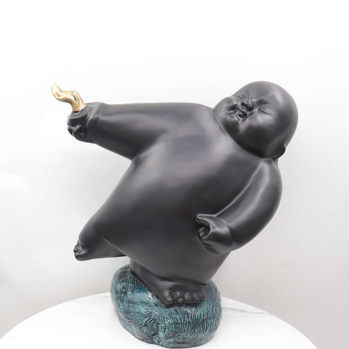 新中式人物雕塑禅意摆件茶室展厅招财可爱软装创意工艺装饰艺术品