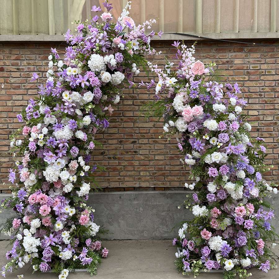 婚礼成品拱花门 婚庆满花圆形花门心形花门户外草坪舞台仿真花门
