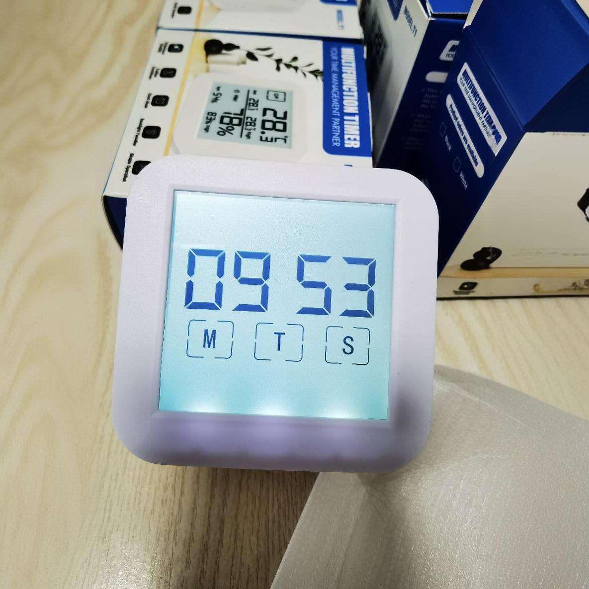 双面屏多功能数字触摸键背光厨房计时器学习定时器 家用温湿度计