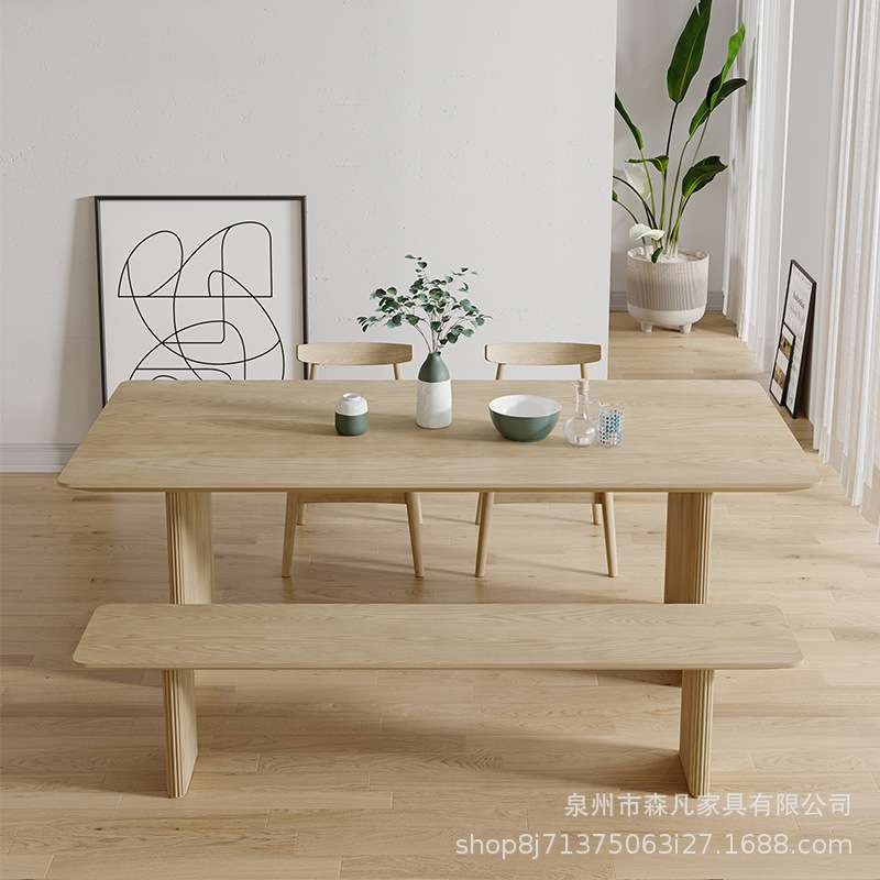 全实木餐桌家用长方形简约原木茶几餐桌两用家庭客厅大桌子工作台