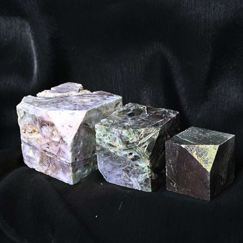 天然水晶电镀闪锌矿 原石切割四面体方块摆件装饰 送礼家居消磁品