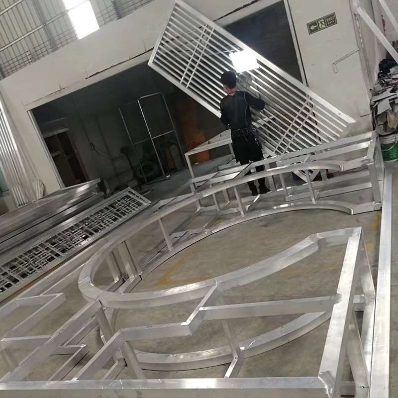 新中式铝合金装饰架铝合金隔断架高低双面装饰架入户玄关屏风柜