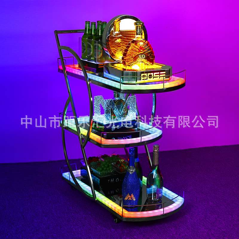 酒吧发光手推车创意餐厅餐车酒店移动茶水车商用手推车KTV酒水车