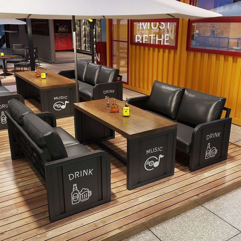 复古工业风清吧酒吧茶楼卡座沙发烧烤店餐厅铁艺集装箱小酒馆桌椅