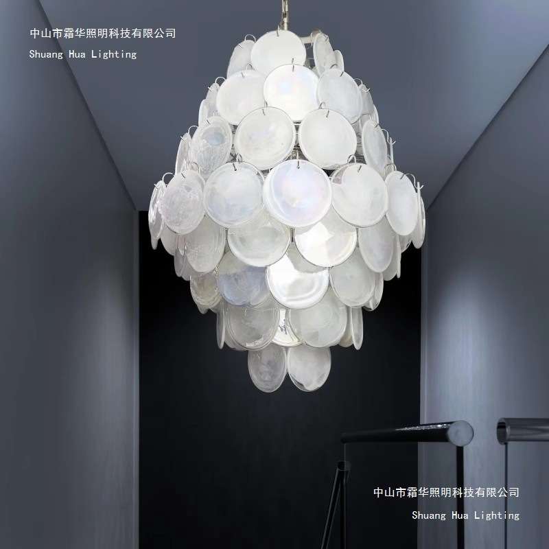 法式复古Murano穆拉诺客厅灯中古风吊灯设计师卧室餐厅粉色玻璃灯