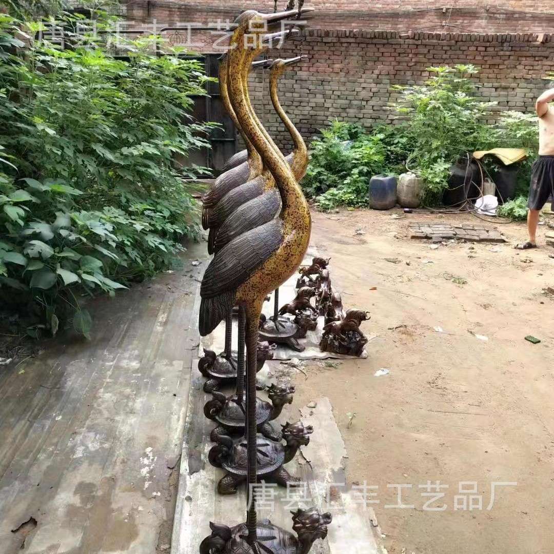 大型仙鹤蹬龟动物铜雕 铸铜龙龟动物雕塑家居装饰工艺品摆件 厂家