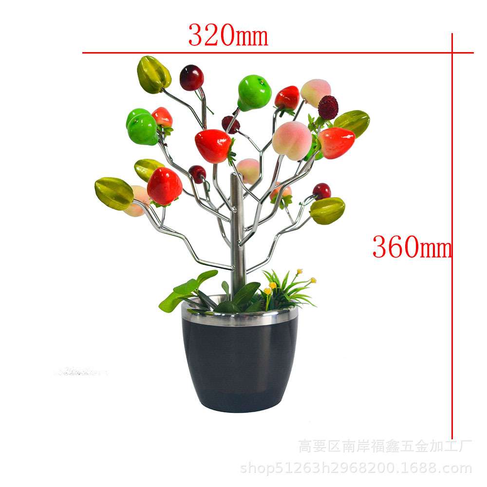 不锈钢水果插架冷餐食物盘点心蛋糕架手工树形摆件自助餐水果盘