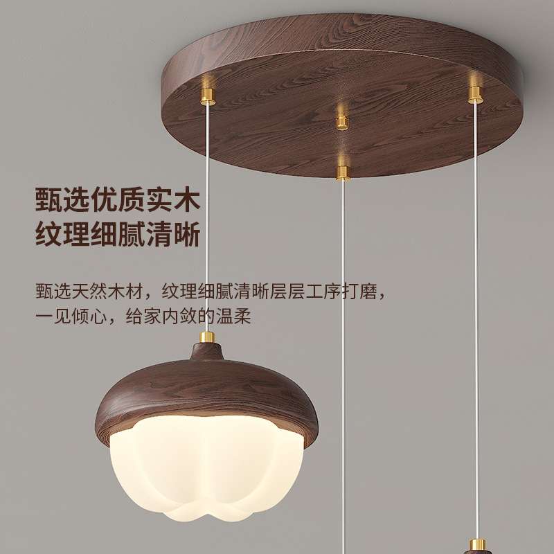 中古风客厅吊灯三头餐吊吧台灯复古风创意实木茶室中山灯具