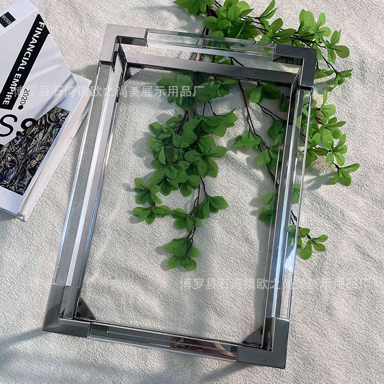 美式透明茶具托盘收纳不锈钢金属创意个性置物装饰时尚亚克力托盘