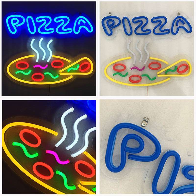LED户外广告牌制作 LED霓虹标牌 PIZZA披萨店霓虹发光字招牌