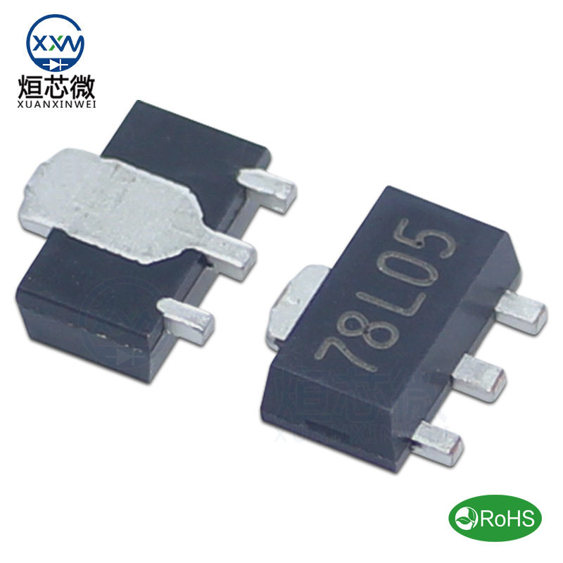 三端稳压管78L05SOT-89100mA/30V输出5V贴片IC三端线性稳压器