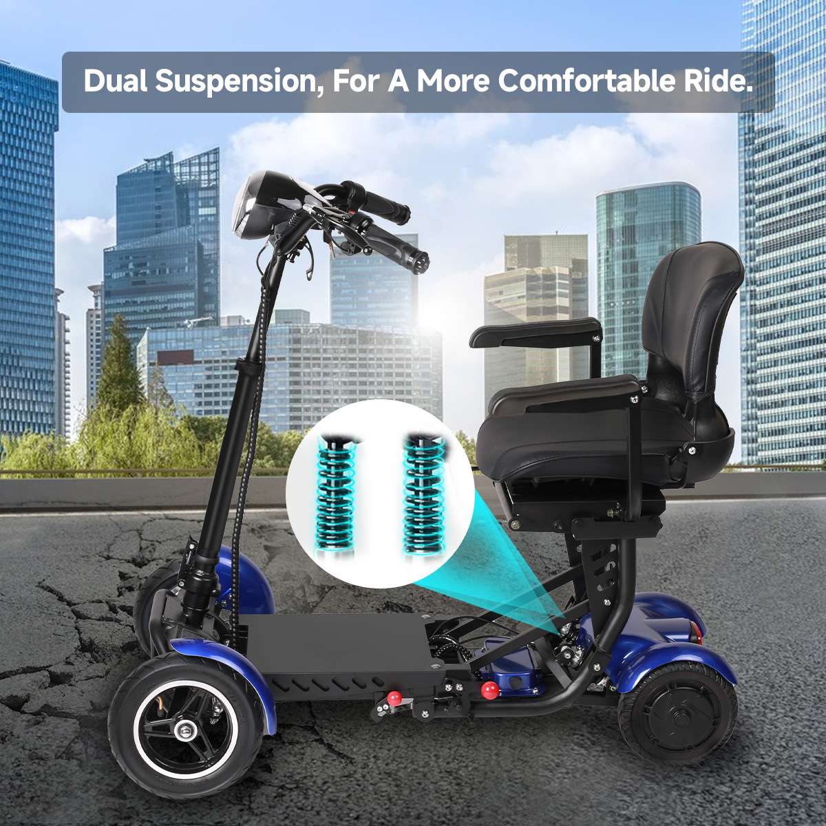 双驱可折叠电动滑板车双悬挂36V500W锂电超长续航公路四轮踏板车