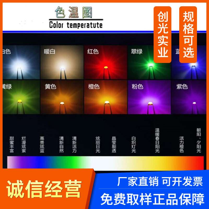 有边雾状3MM圆头RGB七彩高亮慢闪雾面LED发光二极管F3红绿蓝三色