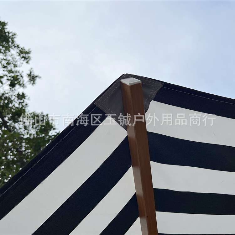 条纹造型露台大伞铝合金骨架仿木纹庭院伞圆形中柱伞户外遮阳伞