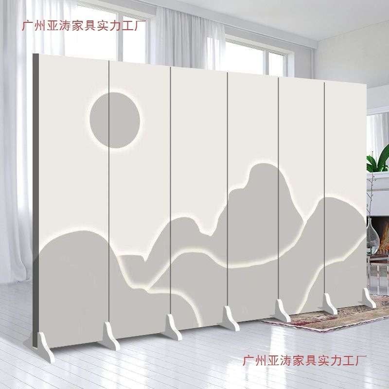 纯白色屏风隔断简约现代进门公司LOGO办公室遮挡移动折叠简易折屏