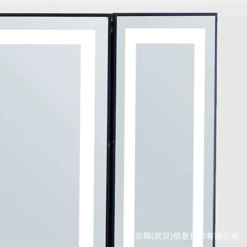 仿希岸酒店工程LED发光浴室镜磨砂方形拉丝黑+白光防水镜极简