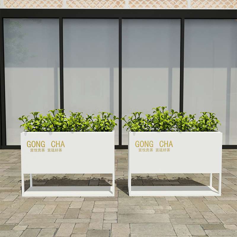 户外铁艺花箱咖啡厅售楼部外摆花架落地隔断围栏创意组合花槽花坛