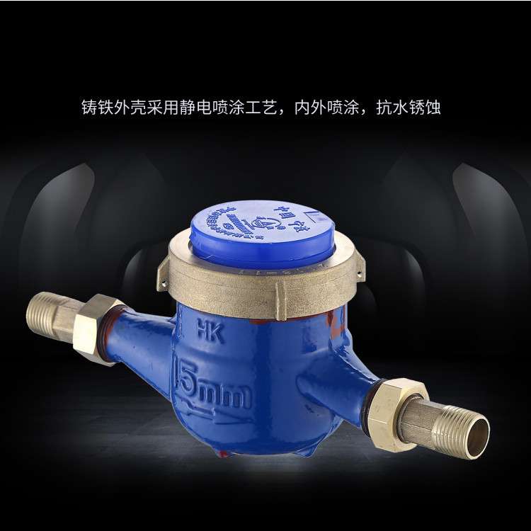 DN20高灵敏家用仪表自来水冷水表丝扣6分铜罩铜接数字指针水表