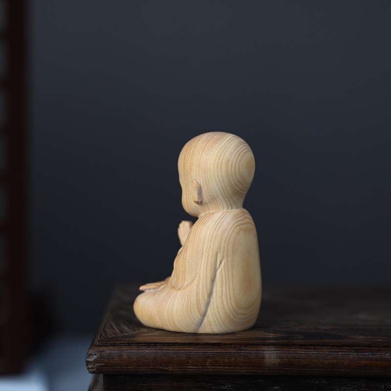 小叶黄杨木雕刻小弥佛手把件茶桌客厅桌面小摆件汽车装饰台摆件