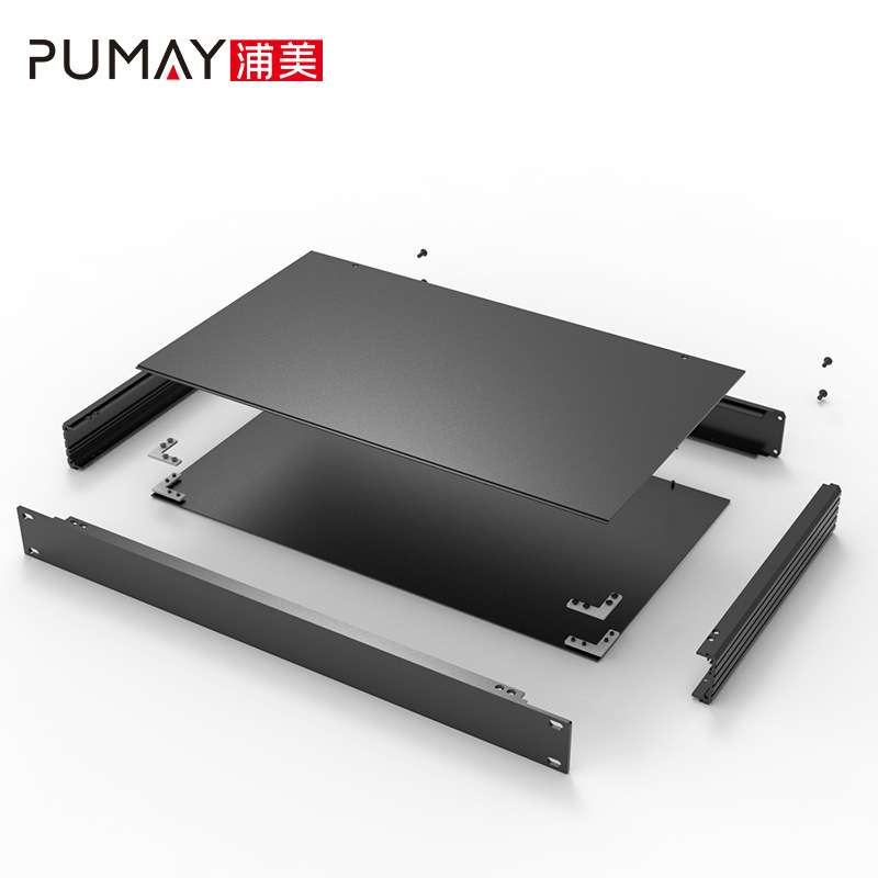 19英寸1U机箱-200深工业仪表铝机箱铝型材外壳控制器机箱加工开孔