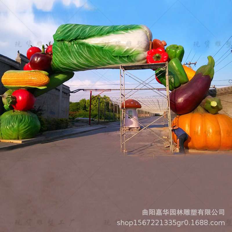 大型玻璃钢门头雕塑建筑物游乐场乐园果蔬门头城堡大门厂家