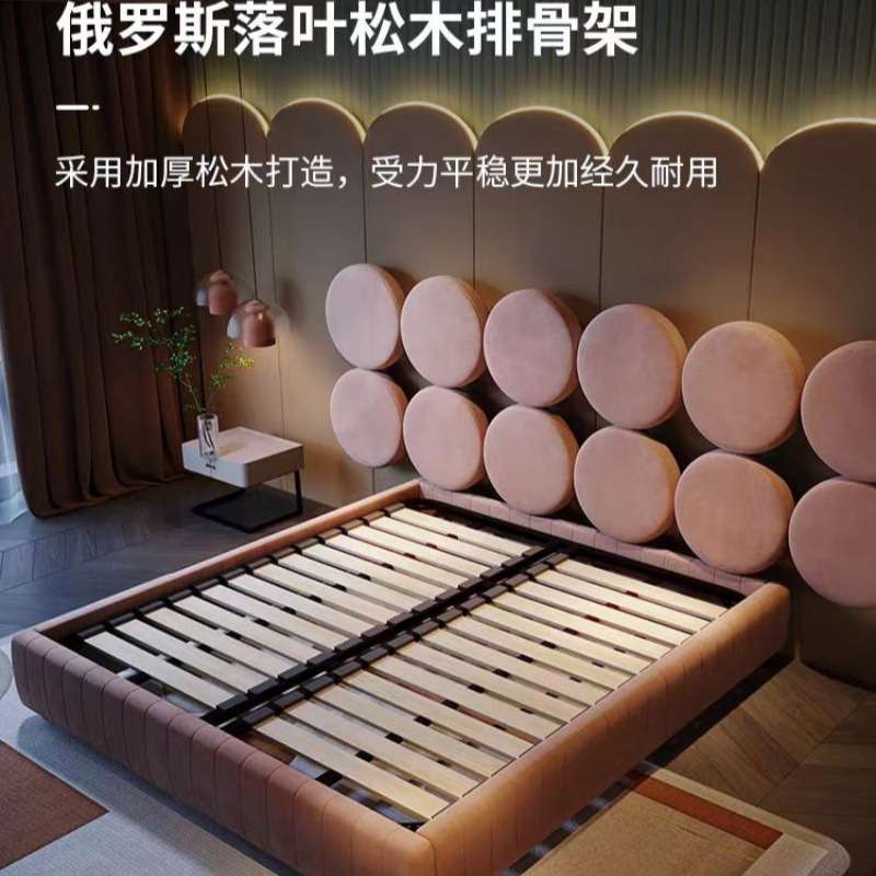 意式极简布艺床现代北欧轻奢创意设计师1米8双人床主卧榻榻米婚床