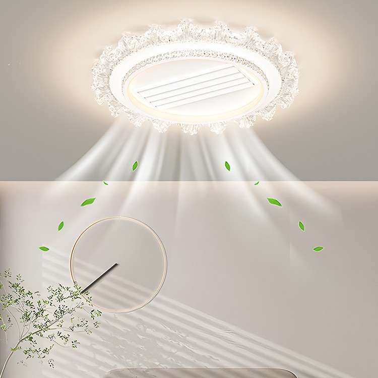 北欧轻奢水晶无叶客厅风扇吸顶灯现代简约餐厅卧室冷暖两用电扇灯