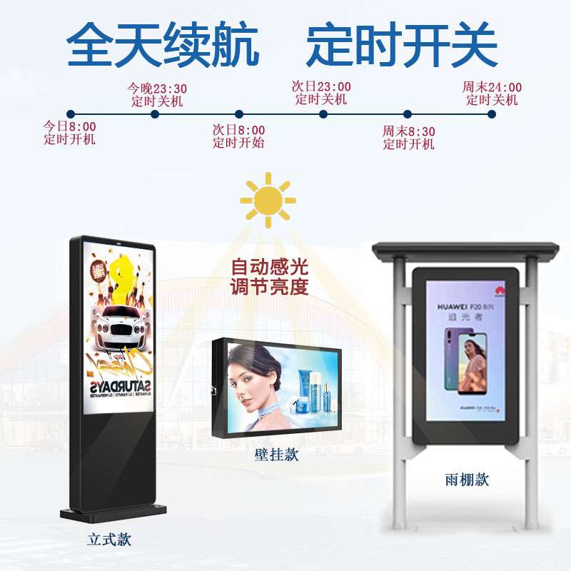 立式壁挂户外广告机32/43/49/55/65寸高亮防水电视室外导视广告屏