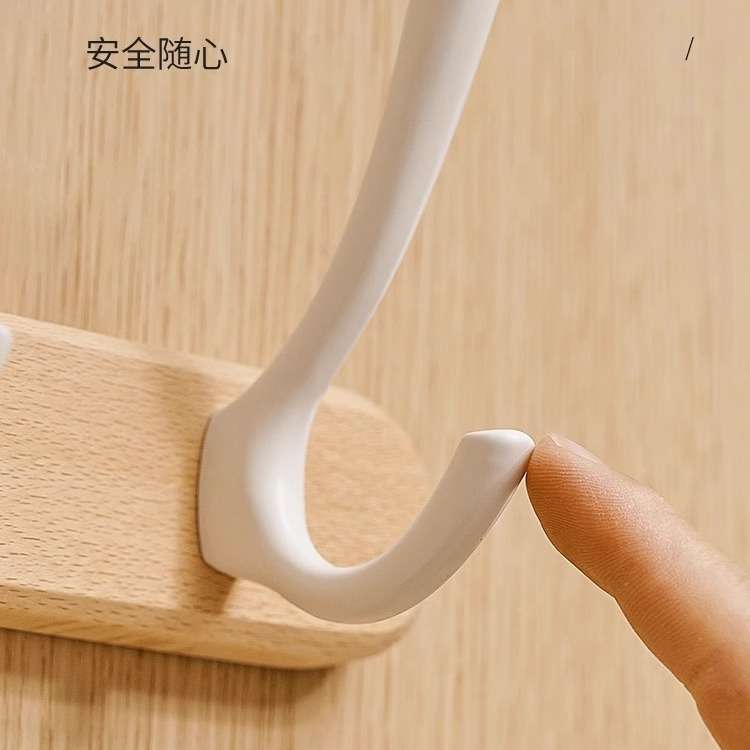 实木浴室门后墙上毛巾挂钩免打孔粘胶钩子卫生间免钉挂勾粘贴挂架