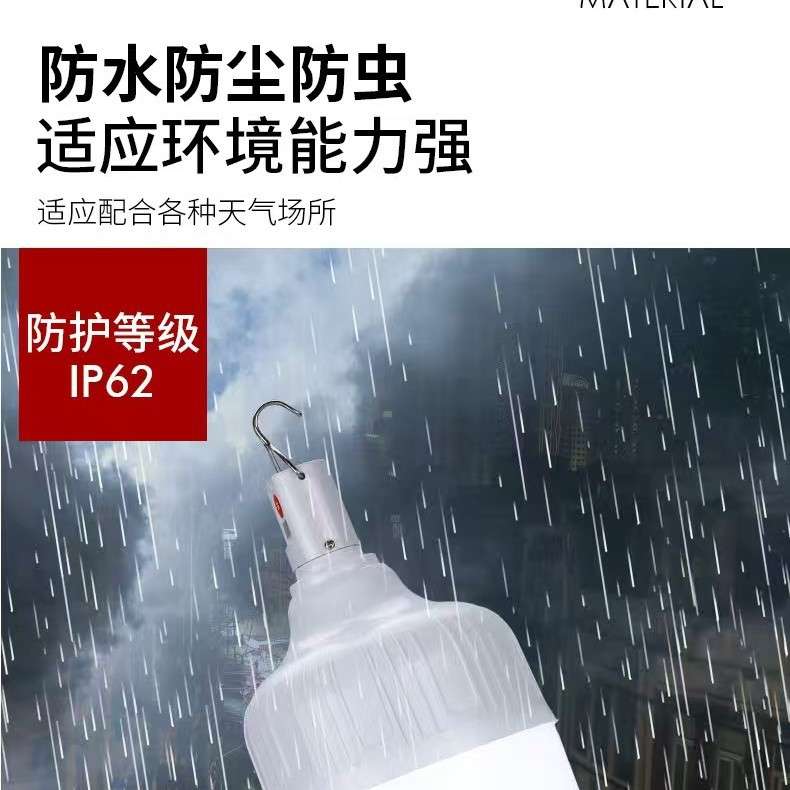 源头厂家直供太阳能户外家用应急遥控LED智能充电灯泡 露营野营帐