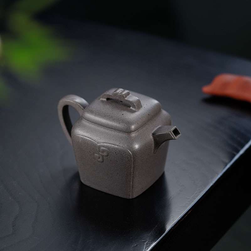 雨中砂紫砂壶如意混方壶青灰段茶壶小号方器 精品茶具一件起批