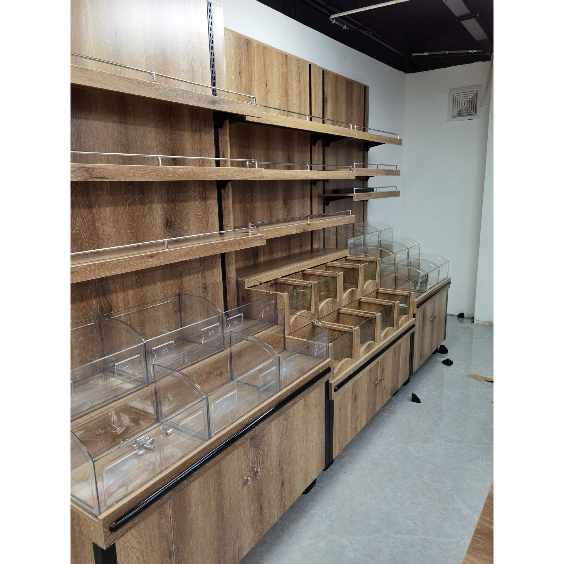 超市专用粮食货架 透明粮食展示柜 木质散装五谷杂粮干果粮食货架