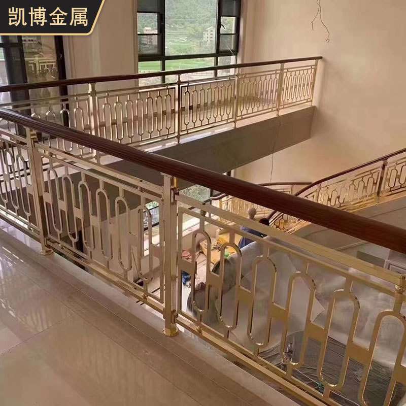 铝雕花楼梯扶手花板 别墅酒店家用楼梯护栏 复式轻奢铝铜护栏栏杆
