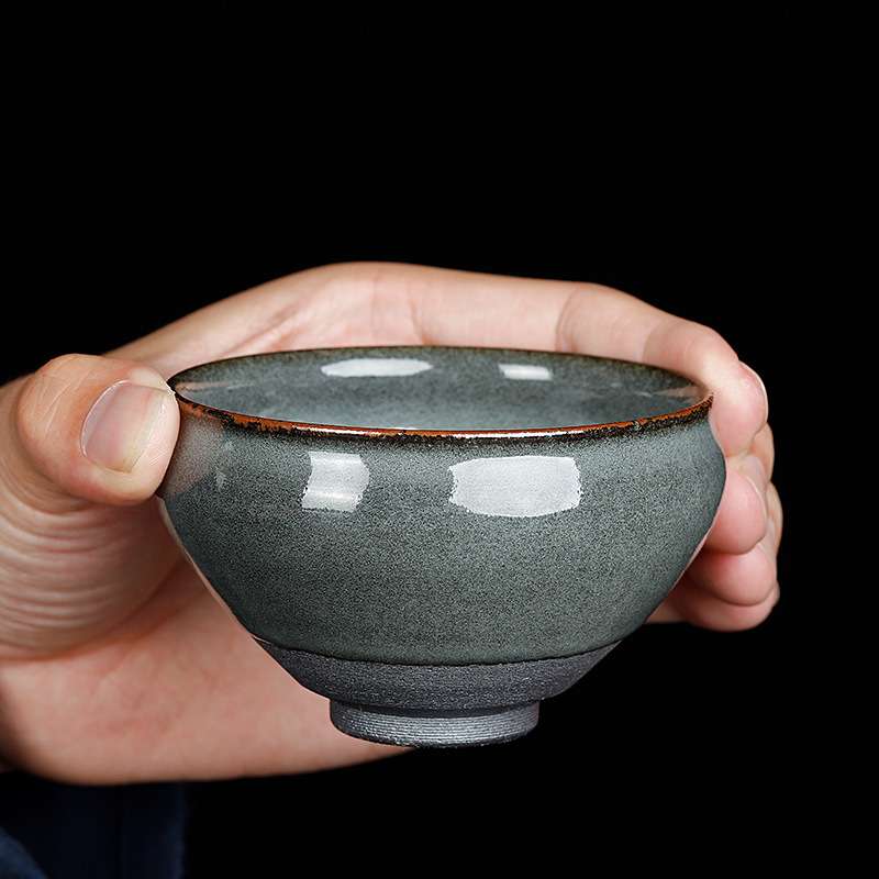 龙窑柴烧建盏灰贝茶杯纯手工复古主人杯单杯建阳铁胎大号茶盏杯