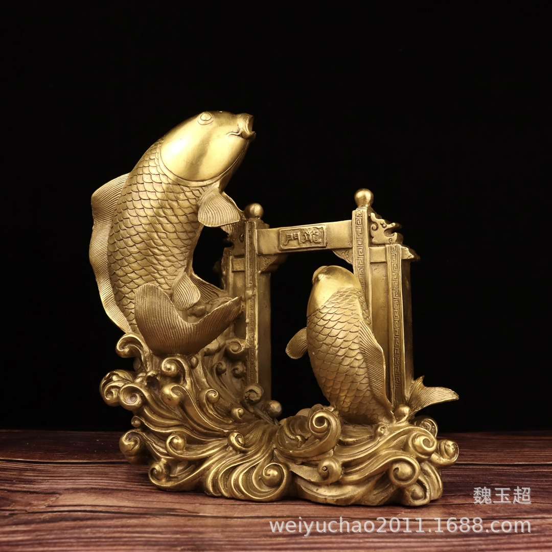 纯铜鱼摆件家居饰品小鲤鱼跃龙门摆件鱼的摆件鱼装饰品工艺品