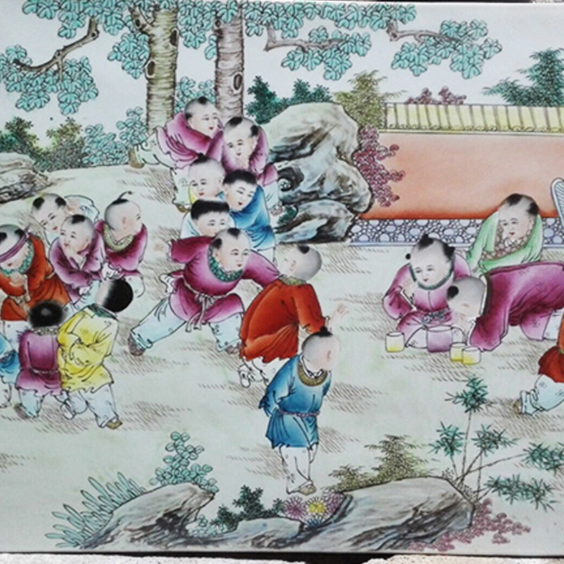陶瓷板画景德镇人工手绘瓷板画粉彩八仙人物像瓷板画艺术摆件