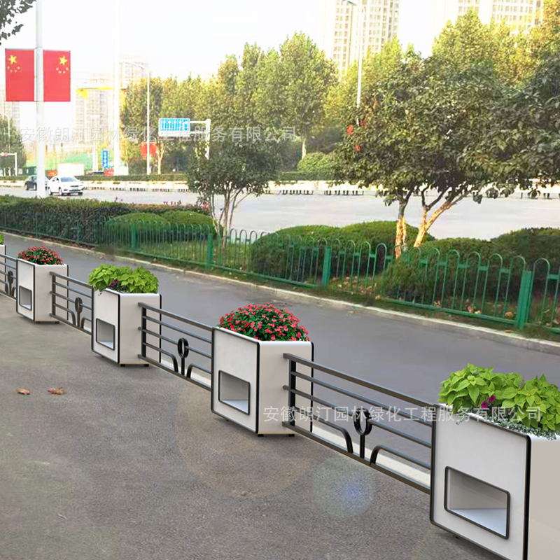 朗汀户外花箱组合pvc微发泡围栏隔断花槽公园步行街绿化花坛花池