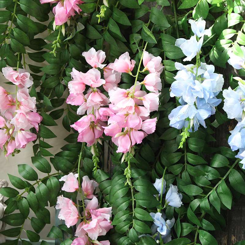 壁挂藤条花绢花三叉灯笼花软装室内装饰花假树叶婚庆布置高仿真